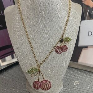Kurt Geiger Gold Cherry Pendant Necklace